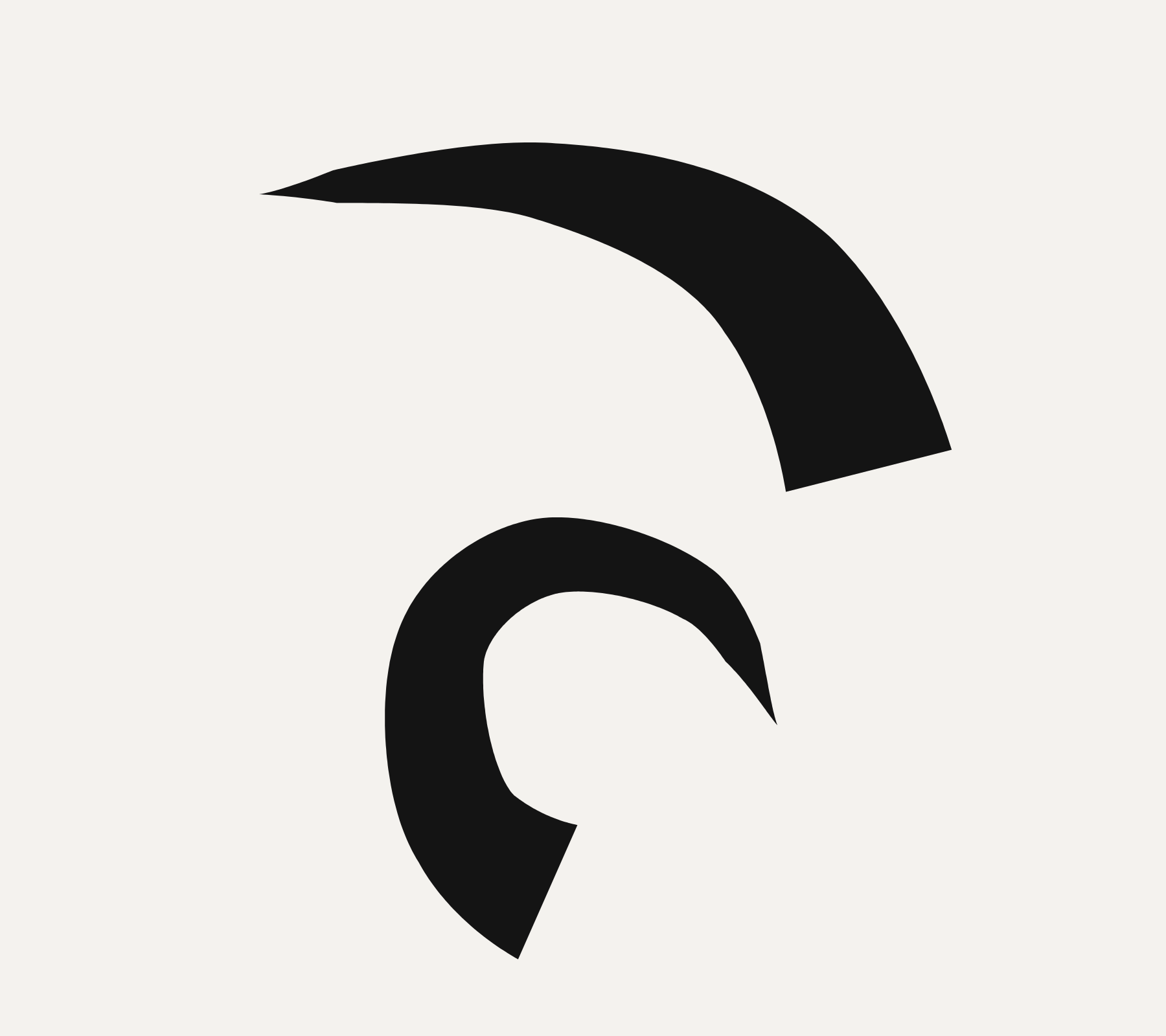 A near-closed hairpin loop cut at its arc-length centre, 30 percent of its length removed.