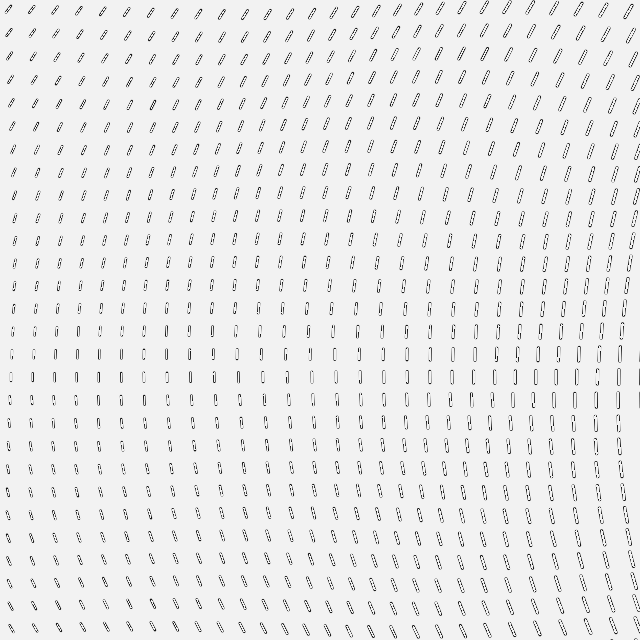 The same crop with the core of every dash
removed. Each dash has become a fine hollow outline, a tiny ring or loop, so the
field reads as rows of small pale o-shapes and j-shapes.
