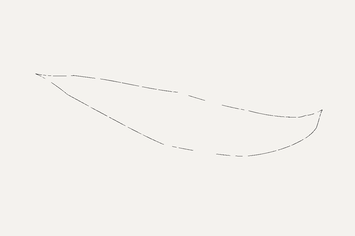 The same ghost with every non-background pixel painted black, showing a thin closed outline of the leaf shape.