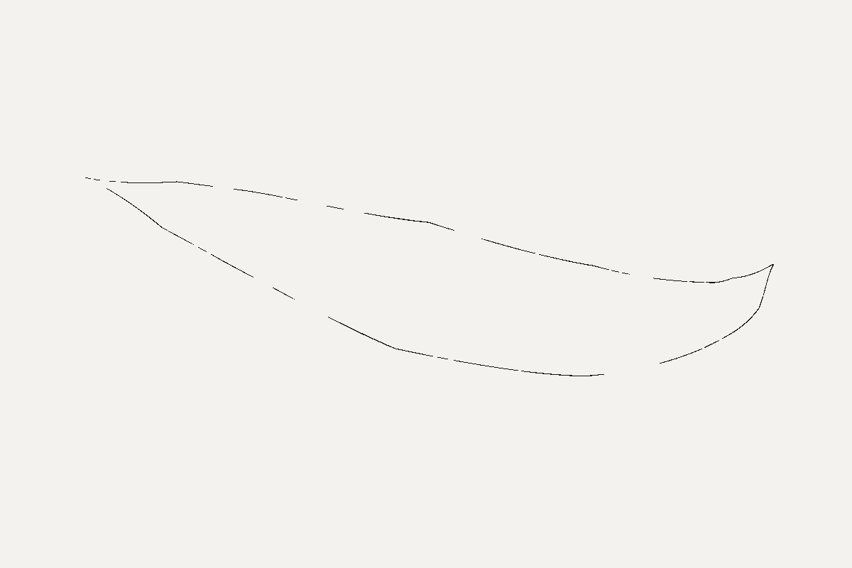 The same ghost with every non-background pixel painted black, showing a thin closed outline of the leaf shape.