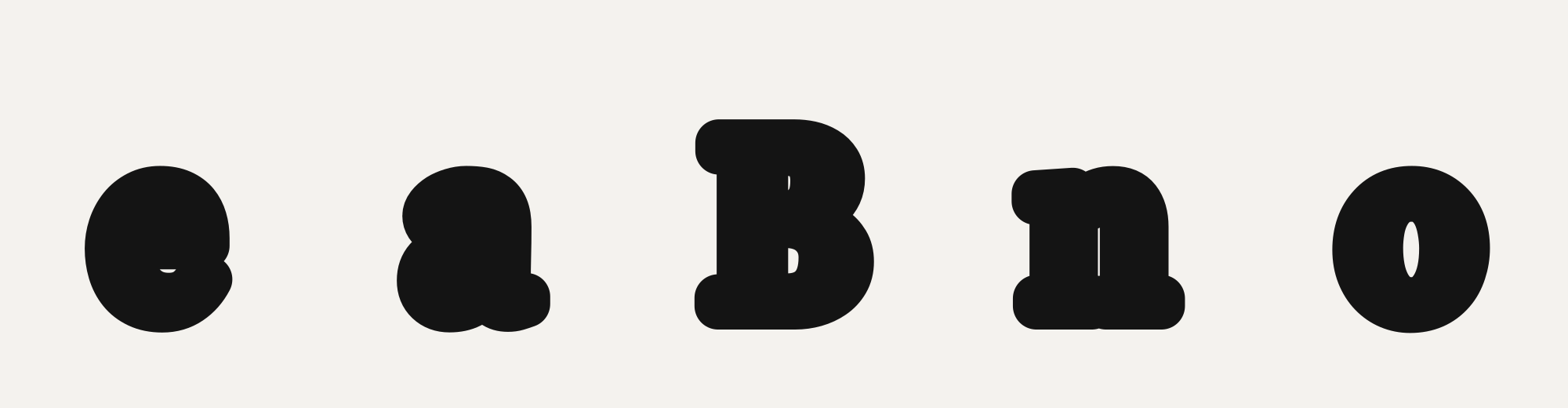 Five letterforms, moderately thickened, still legible as letters.