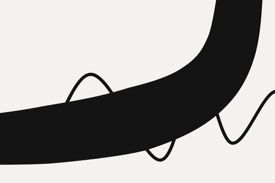 The same broad black band and the same waving thin line, but here the line simply stops at the band's edge and starts again on the far side. Inside the band there is nothing to see: black on black.
