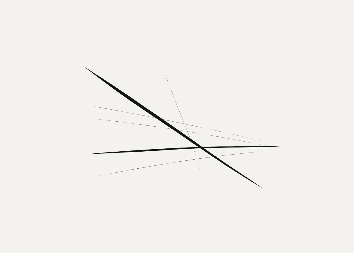 The heavy falling line and its level companion,
reduced so the whole arrangement sits in the middle of the frame with a wide
empty margin all around it.