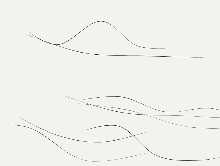 Eight faint grey drifting lines on pale ground,
delicate, barely present.