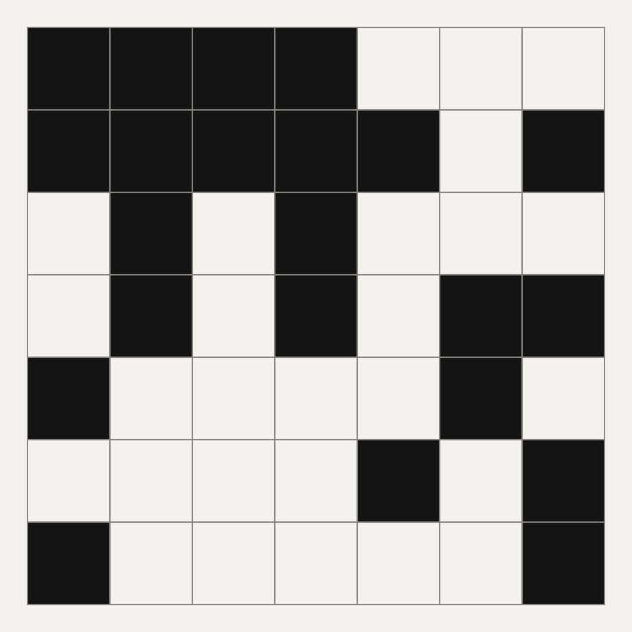 The 49-cell ground
truth grid, unblurred, no cells wrong.