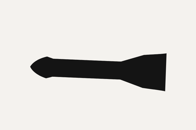 A tapered dark stroke, short, cut off blunt at its right end, six days into the timeline.