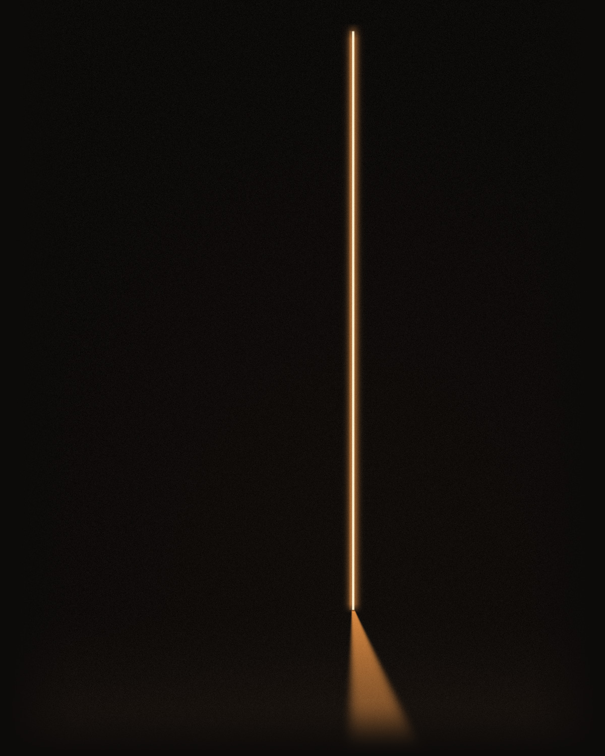 A dark room. A thin line of warm light down the edge of a door that stands open a little, and a narrow wedge of the same light across the floor.