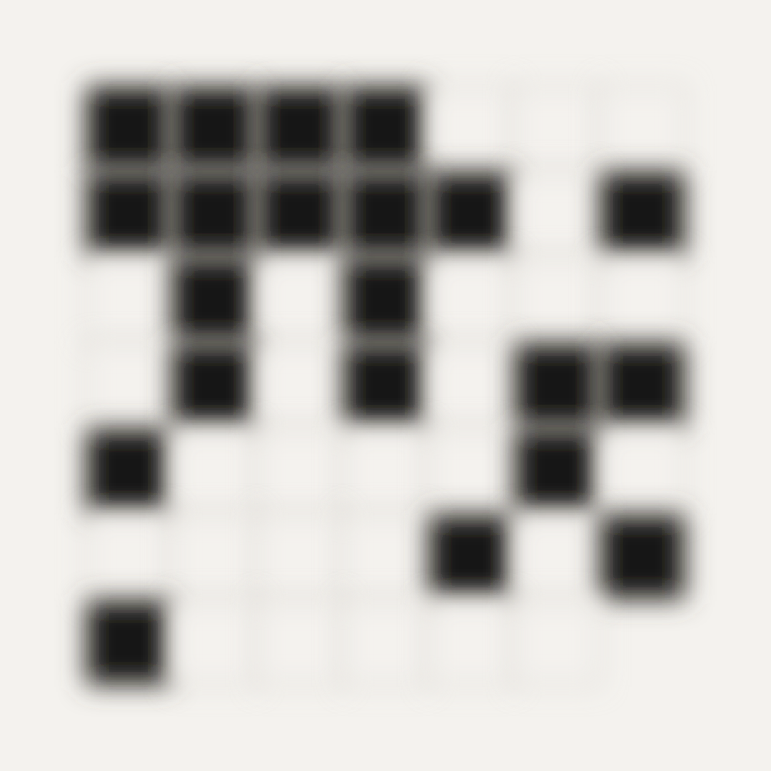 The same 7 by 7 grid of black and white cells, Gaussian-blurred with a standard deviation of 9 pixels.